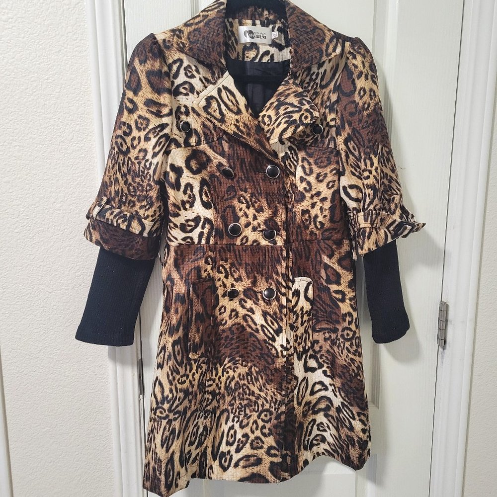 Chung Sen Jacket - Leopard Print Coat with Pockets - Size 9